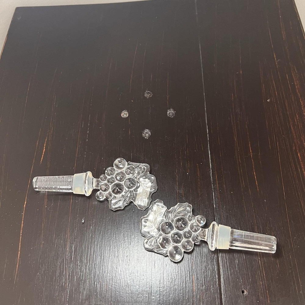 Vintage Marquis Waterford Crystal Grape Wine Bottle Stoppers Set of 2 Barware - Picture 4 of 7